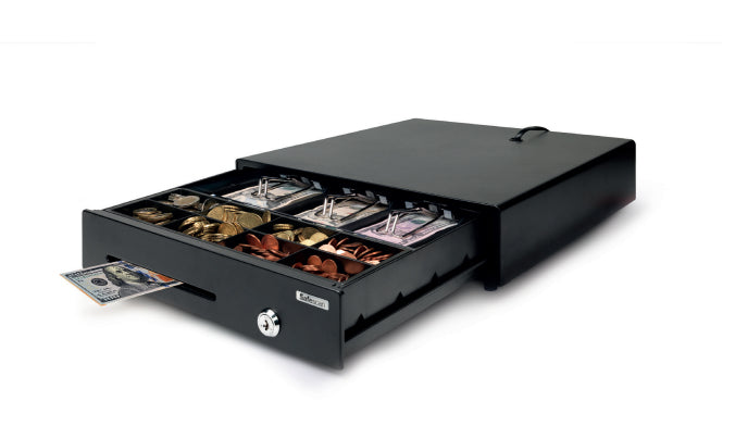 Safescan LD-3336 Light Duty – Kassenschublade, 3 Scheine/8 Münzen, RJ-12, 330 × 360 × 100 mm, Schwarz