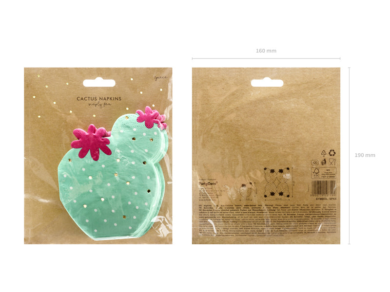 PartyDeco Servietten Kaktus, 11,5 × 13,5 cm – FSC – 20 Stk.