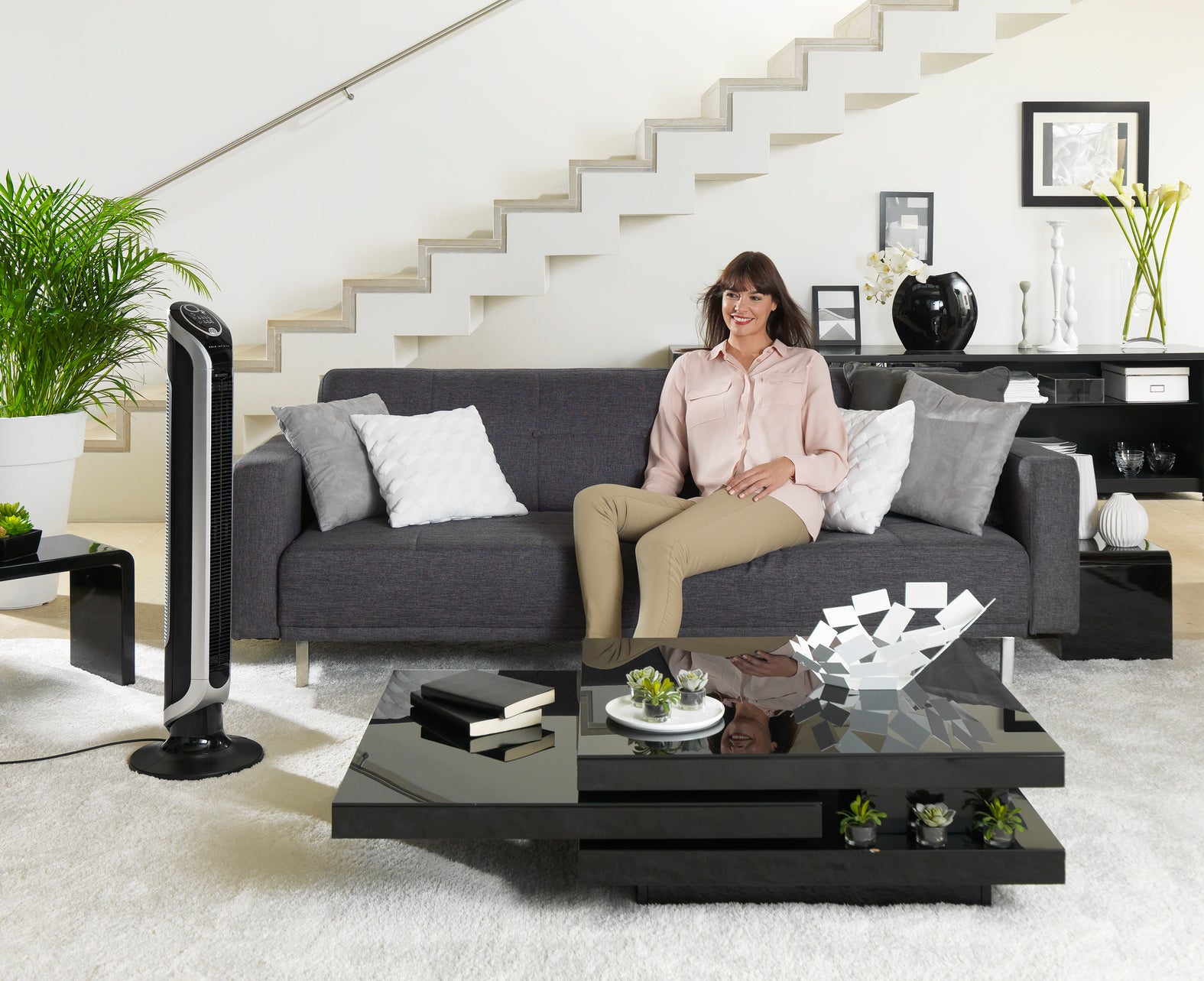 Rowenta Turmventilator Eole Infinite VU6670 – 40 W, 3 Stufen, oszillierend, Timer, Fernbedienung, 45 dB(A)