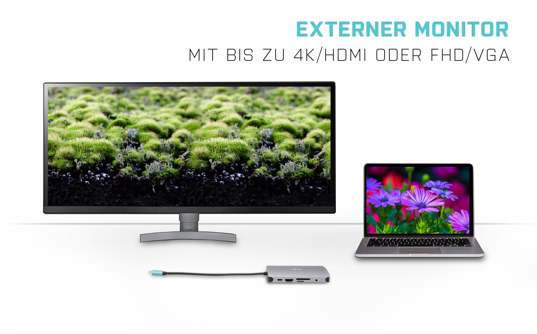 i-tec Multiport-Adapter – USB-C, 1× HDMI, 1× VGA, 3× USB-A, 2× USB-C, 100 W PD, GbE, für Windows/Mac/Linux