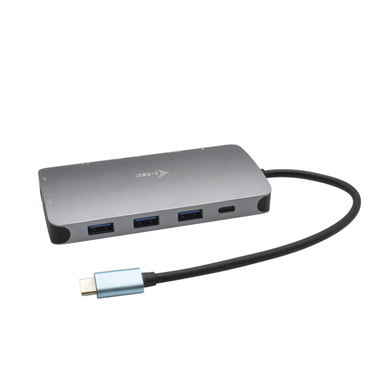 i-tec Multiport-Adapter – USB-C, 1× HDMI, 1× VGA, 3× USB-A, 2× USB-C, 100 W PD, GbE, für Windows/Mac/Linux