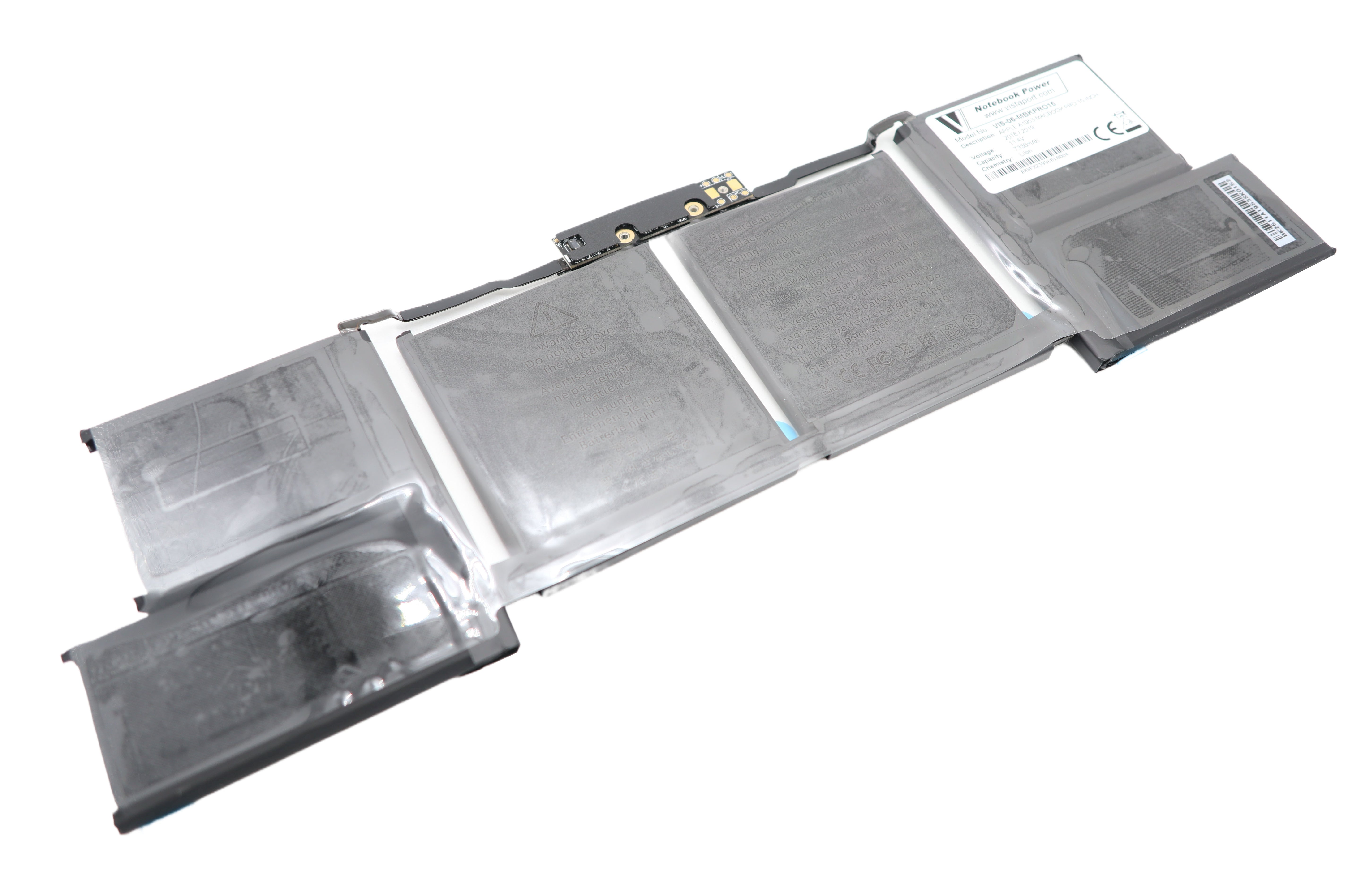 Vistaport Notebook-Akku – für MacBook Pro 15" (A1953, 2018–2019) – 83,6 Wh, 11,4 V – Schwarz