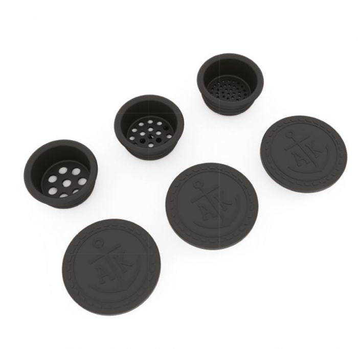 Ankerkraut 3-teiliges Streudosen-Set, Glas/Kunststoff, schwarz/transparent, für Gewürze