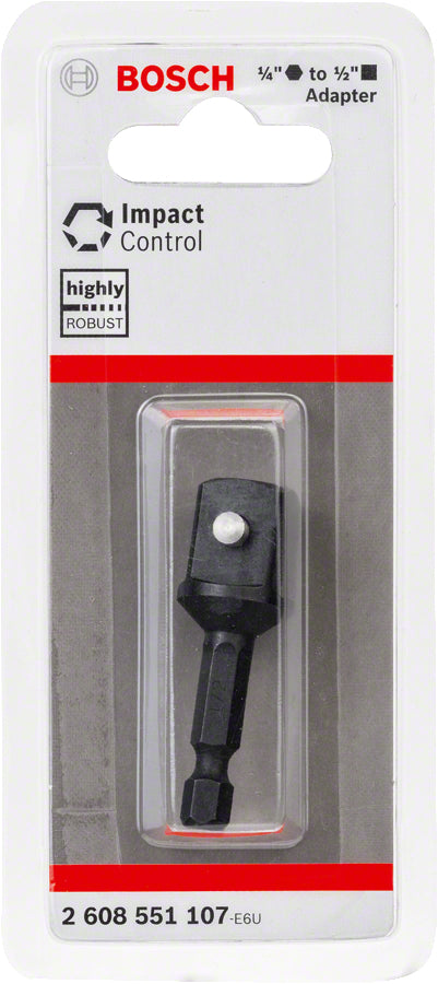 Bosch Professioneller Adapter 50 mm Stahl Sechskantschaft 1/4" – für 1/2" Steckschlüsseleinsätze – 1 Stk