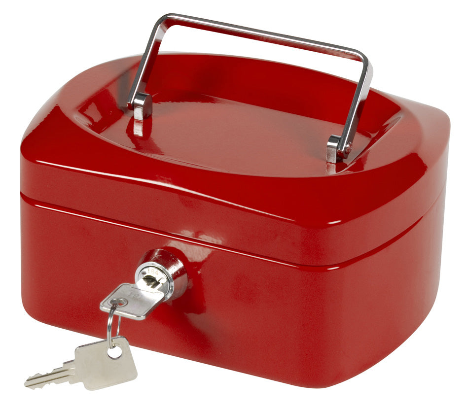 Q-Connect – Geldkassette – mit Schlüssel – 15,3 × 12 × 7 cm – Rot – Stahl