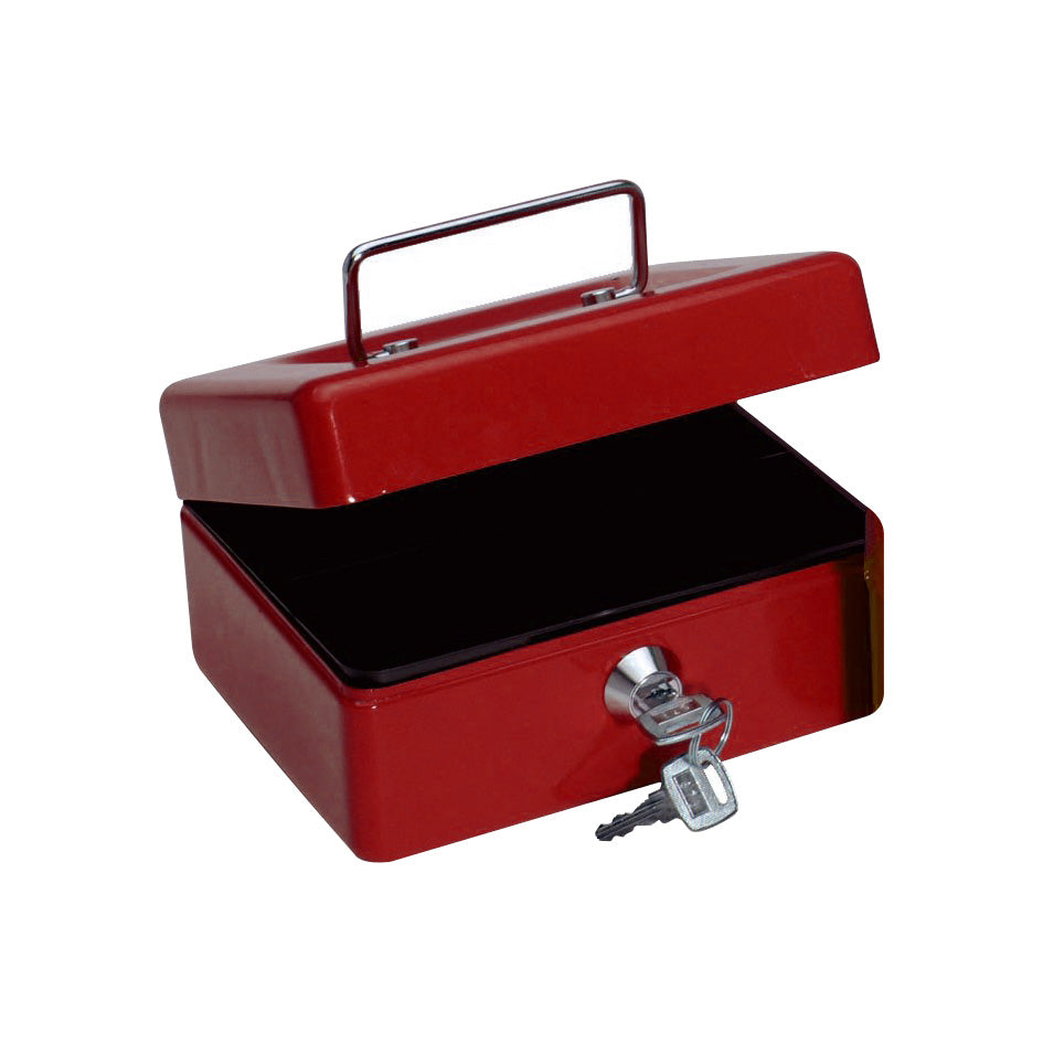 Q-Connect – Geldkassette – mit Schlüssel – 15,3 × 12 × 7 cm – Rot – Stahl