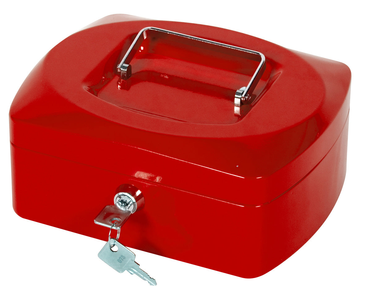 Q-Connect – Geldkassette – mit Schlüssel – 20,7 × 15,7 × 7,7 cm – Rot – Stahl