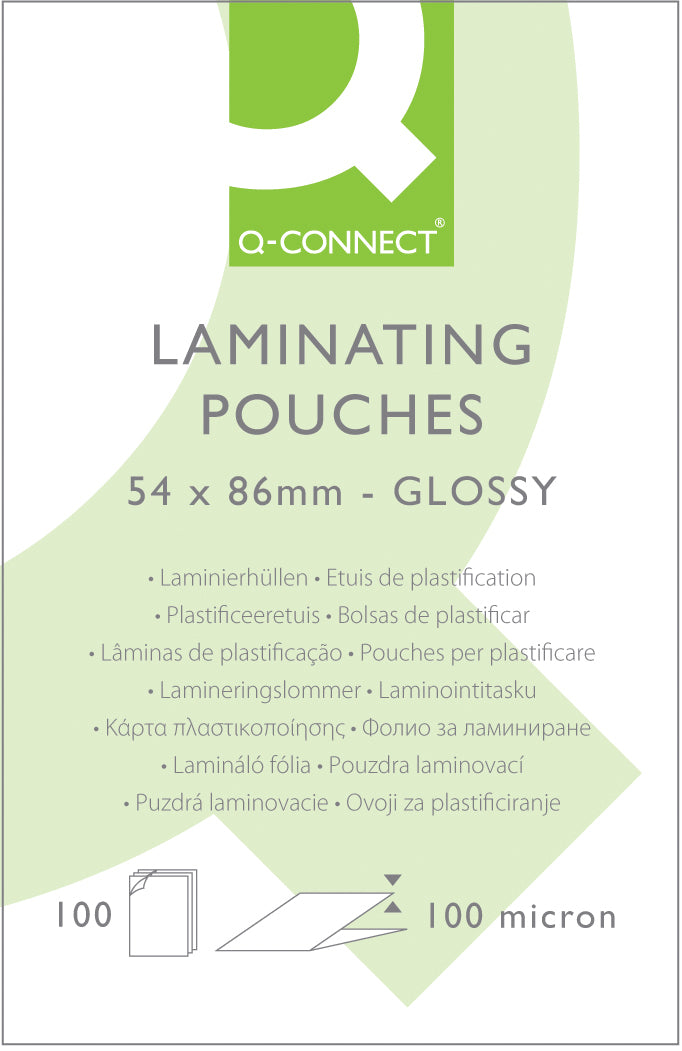 Q-CONNECT Laminierfolien Kreditkarte (54 × 86 mm), glänzend – 100 µm, 54 × 86 mm, 100 Stk.