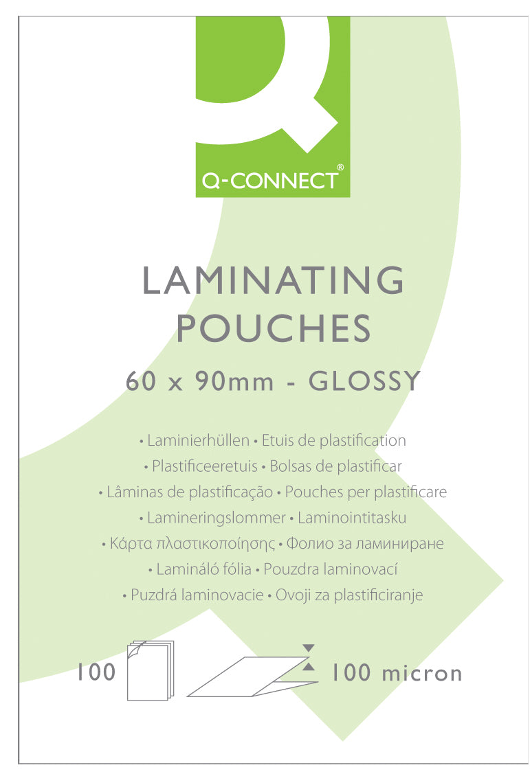 Q-CONNECT Laminierfolien Visitenkarte (60 × 90 mm), glänzend – 100 µm, 100 Stk.