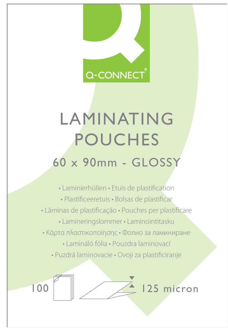 Q-CONNECT Laminierfolien Visitenkarte (60 × 90 mm), glänzend – 125 µm, 100 Stk.