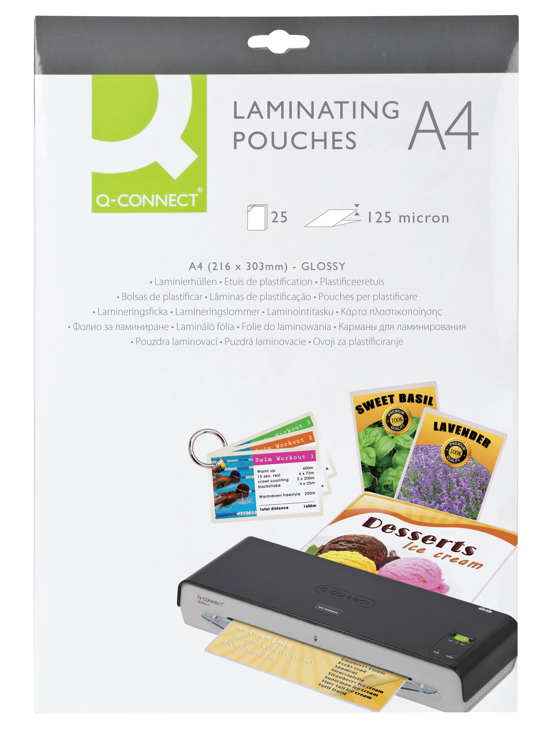 Q-CONNECT Laminierfolien A4, glänzend – 125 µm, 216 × 303 mm, 25 Stk.