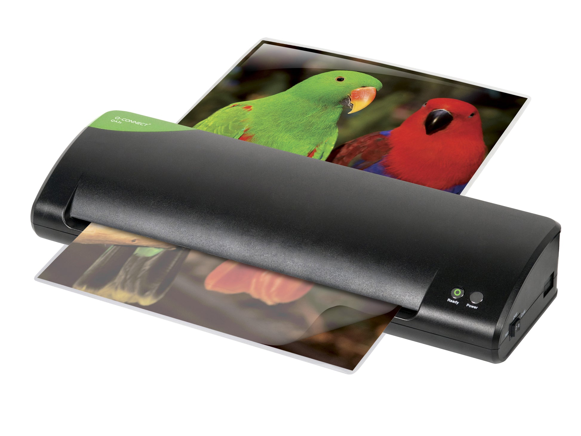 Q-CONNECT Laminiergerät A3 – 2-Rollen, 75–125 µm, Aufheizzeit 2 Min., 400 mm/min, Schwarz