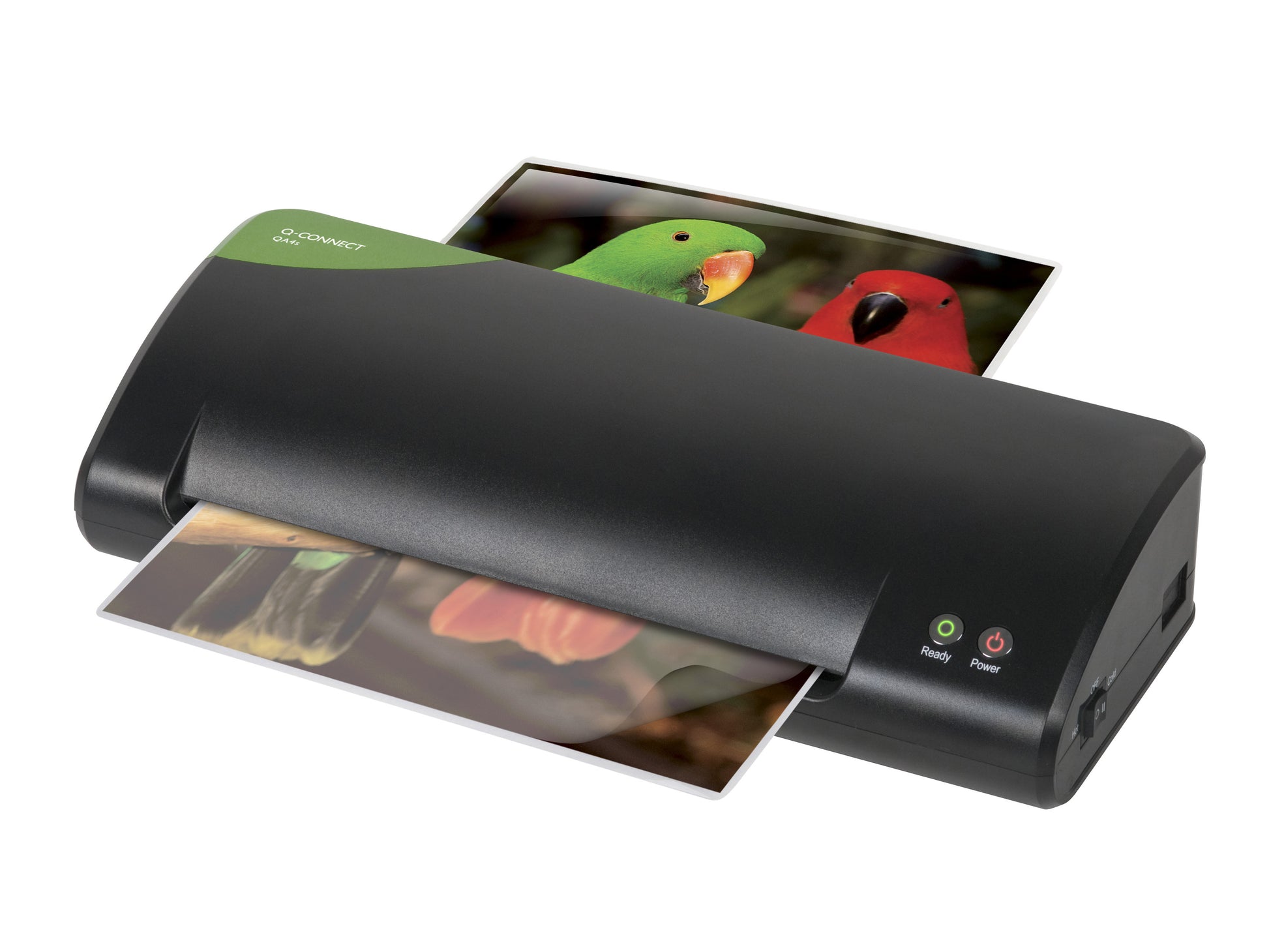 Q-CONNECT Laminiergerät A4 – 2 Rollen, 75–125 µm, 2 Min. Aufheizzeit, 400 mm/min, Schwarz