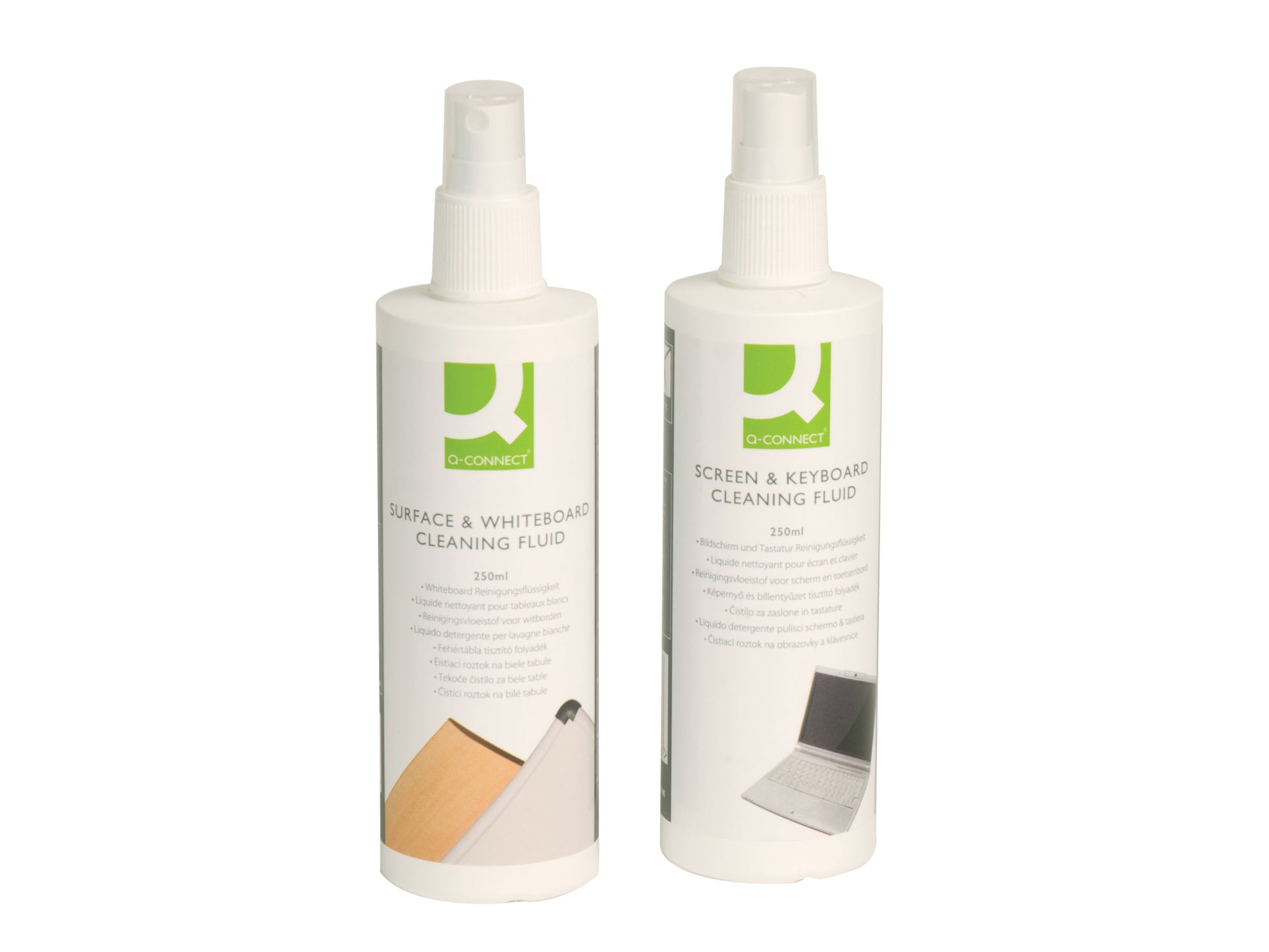 Q-CONNECT Reinigungsflüssigkeit, silikonfrei, parfümfrei, farbstofffrei – 250 ml, für Bildschirme, Tastaturen