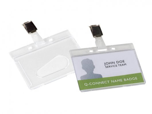 Q-CONNECT Hartbox – 85 × 55 mm, transparent, Kunststoff, für 1 Betriebsausweis, 10er-Pack