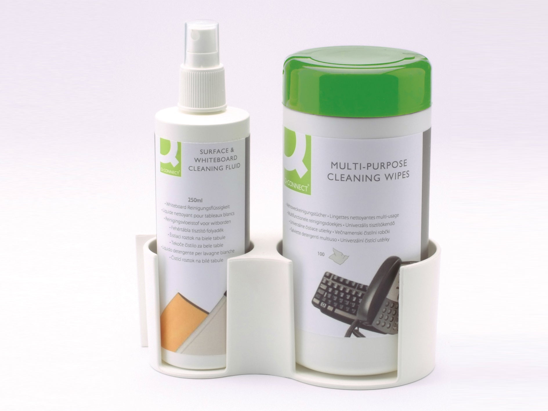 Q-Connect – Starter-Kit – für Whiteboards, inkl. Reiniger 250 ml, 100 Reinigungstücher, magnetisch – 2-teilig