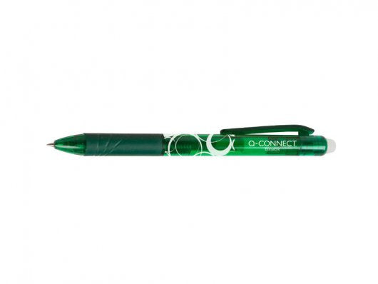 Q-CONNECT KF18627 – Tintenroller, 0,7 mm, Grün, radierbar, Druckmechanik, Kunststoff, für Linkshänder