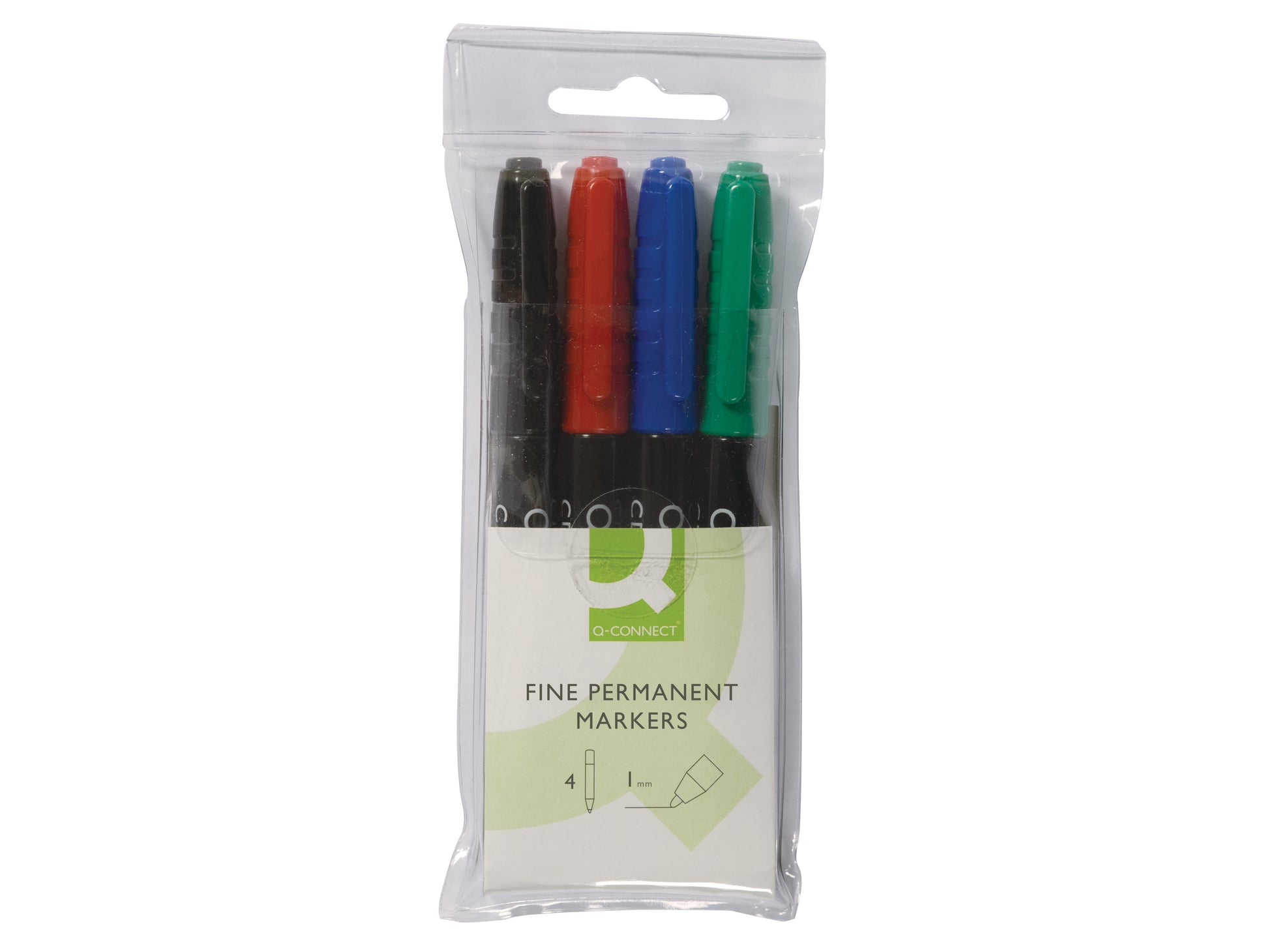 Q-Connect Permanent Marker – rot, blau, grün, schwarz, 4er Set