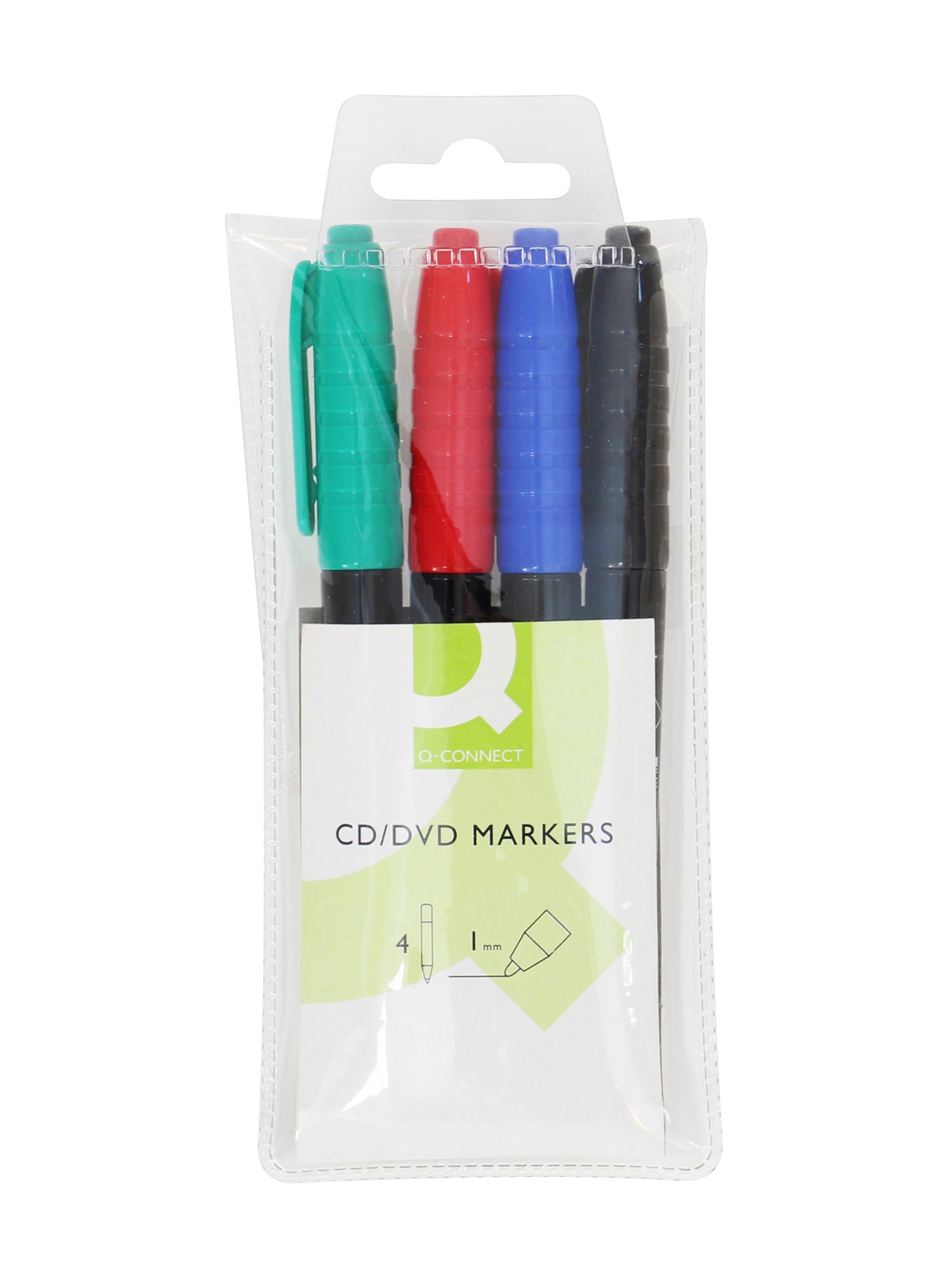 Q-Connect Permanent Marker – rot, blau, grün, schwarz, 4er Set