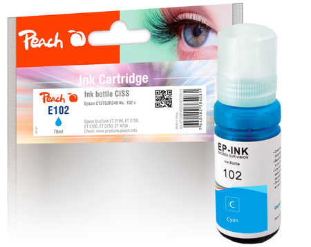 Peach 102 Cyan Tintenpatrone (Kompatibel) – 6'000 Seiten – für Epson EcoTank ET-2700/2750/2756