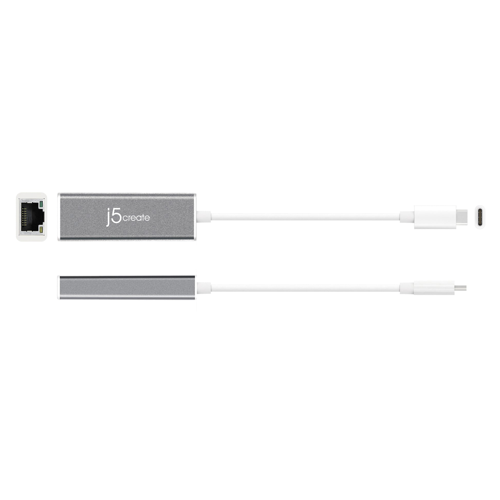 j5create JCE133G-N Netzwerkadapter USB-C zu RJ-45 – Gigabit (1 Gbit/s), 0,1 m – für Windows/macOS/Linux