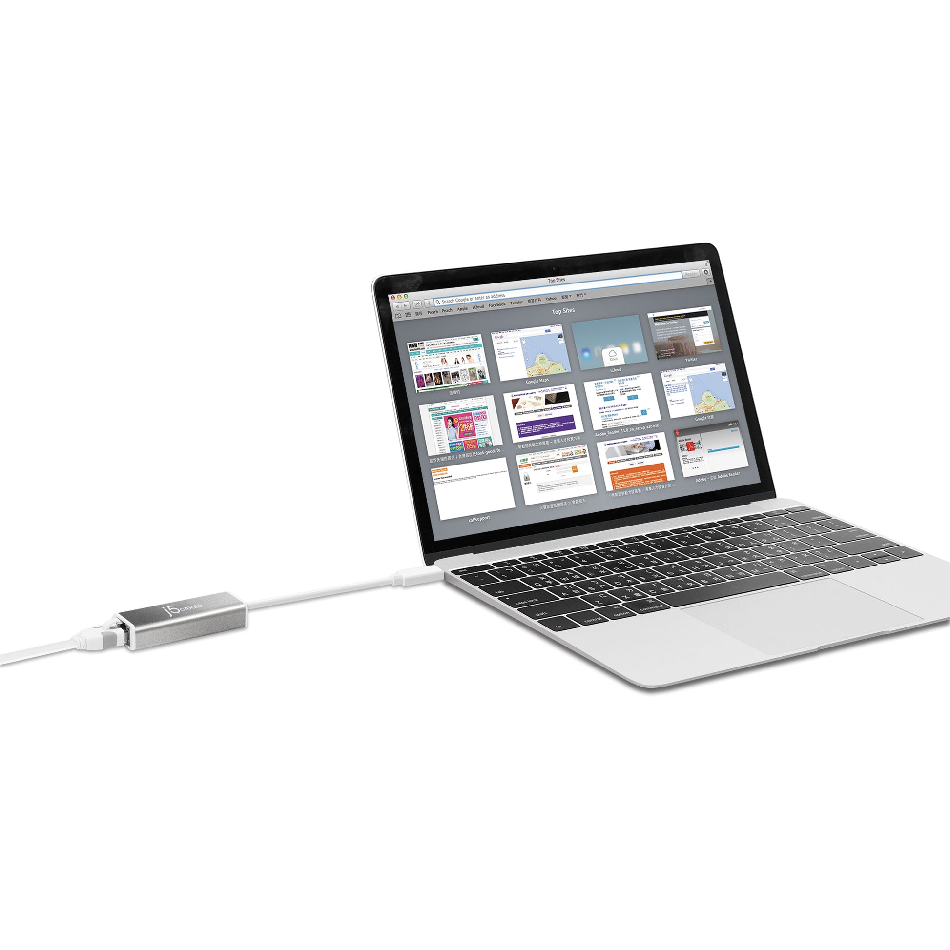 j5create JCE133G-N Netzwerkadapter USB-C zu RJ-45 – Gigabit (1 Gbit/s), 0,1 m – für Windows/macOS/Linux
