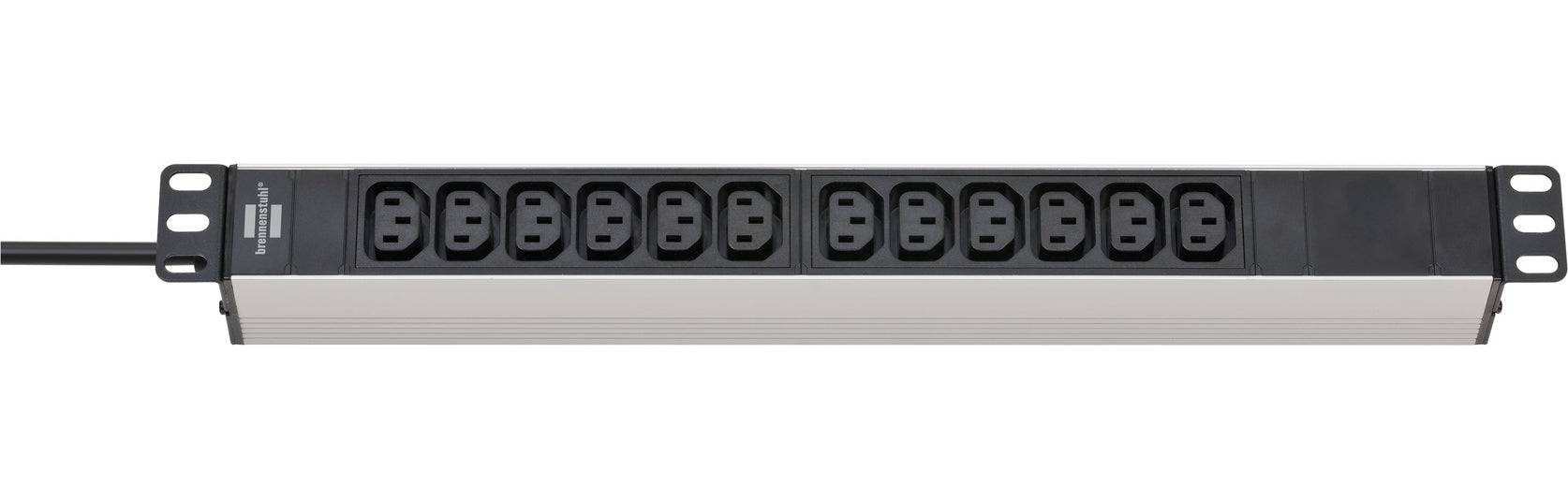 Brennenstuhl Alu-Line Rack-PDU 19" 1U, 12×C13, Eingang C14, 2 m – silber/schwarz