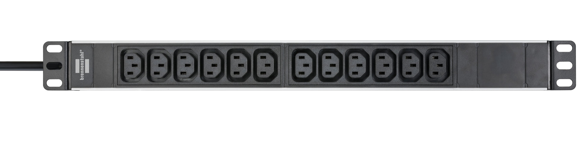 Brennenstuhl Alu-Line Rack-PDU 19" 1U, 12×C13, Eingang C14, 2 m – silber/schwarz