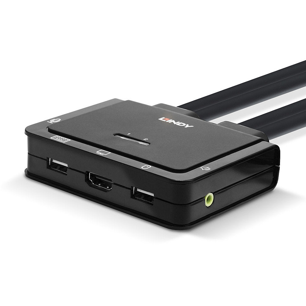 Lindy KVM-Switch, HDMI/USB-C, USB 2.0, Audio, 4K (3840 × 2160)