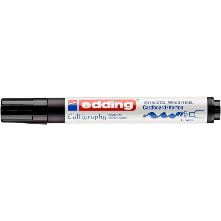 Edding 1455 Permanentmarker – Bürstenspitze 1–5 mm – Schwarz – für Kanvas, Karton und Papier