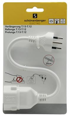 M. Schönenberger Verlängerungskabel – T12–T13, 0,2 m, 3×1 mm², Weiss