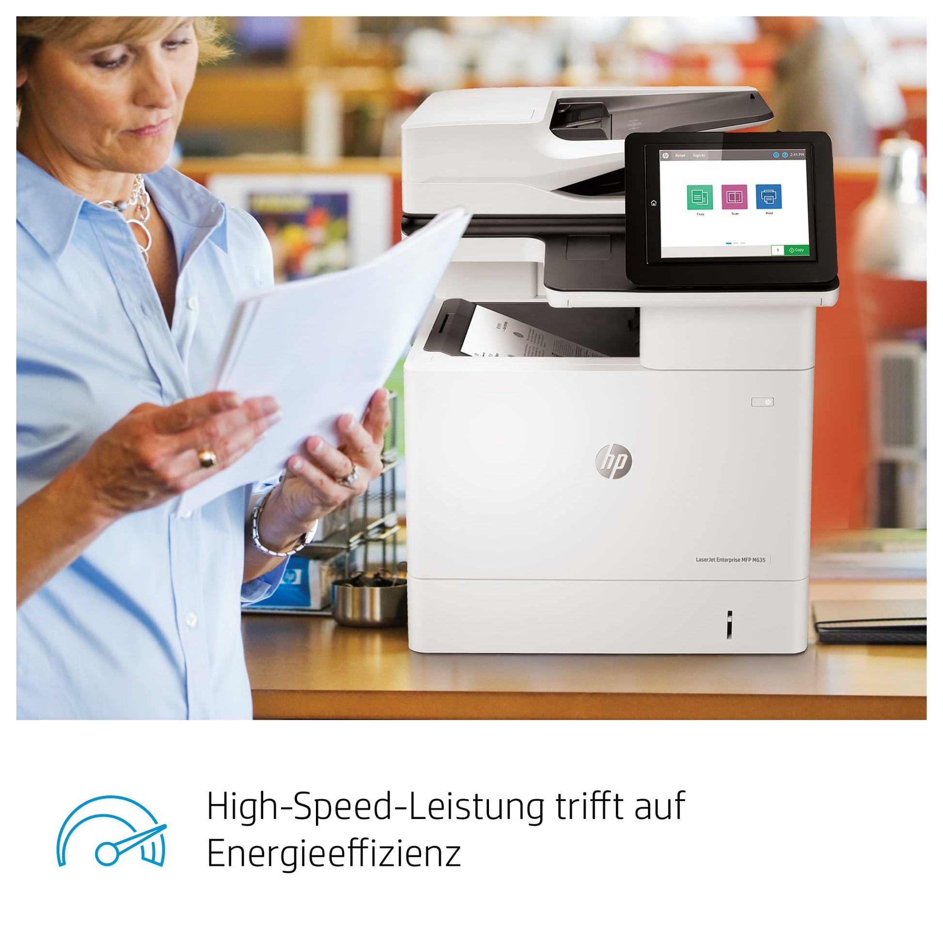 HP LaserJet Enterprise M635h – S/W Laser-MFP A4, 3-in-1 – USB/LAN/WLAN – Duplex, Duplex-ADF – 61 ppm S/W