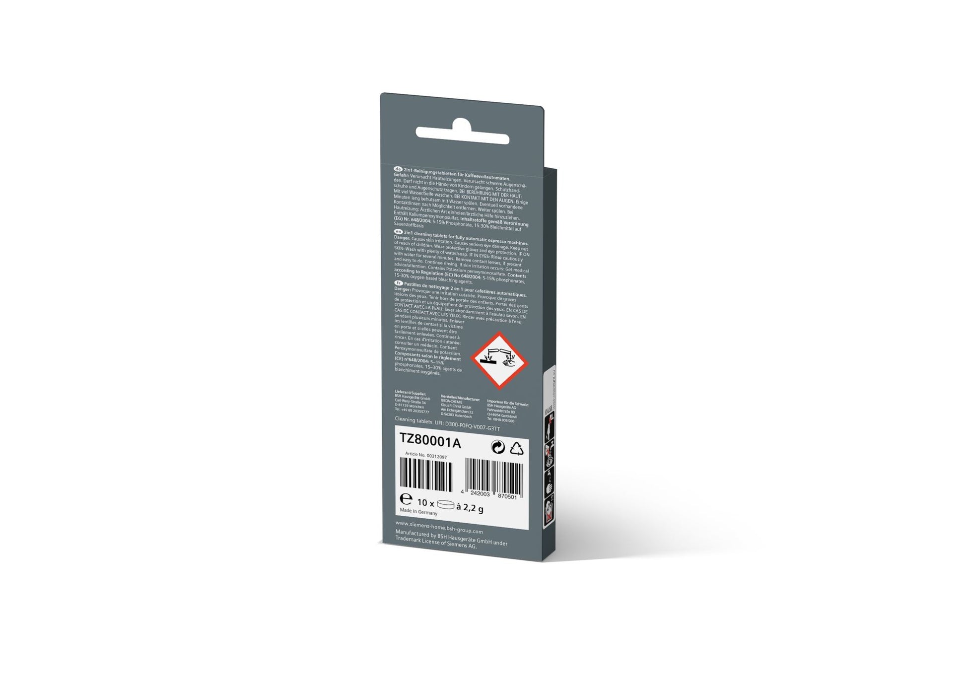 Siemens Reinigungstabletten TZ80001A – für EQ-Reihe, 10 Stk.