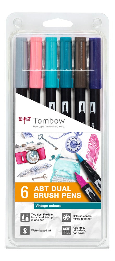 Tombow Brush Pen ABT Dual Brush Pen, auswaschbar, 6 Stk.