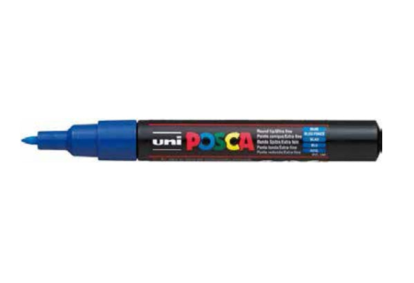 Uni-Ball POSCA PC-1M Acrylmarker – Rundspitze 0,7–1 mm – Blau – für Glas, Metall und Kunststoff