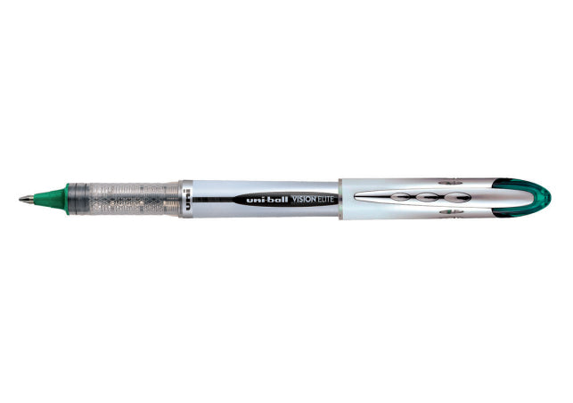 Uni-Ball Vision Elite – Tintenroller, Schwarz, Dokumentenecht, Wasserfest, Druckmechanik, Kunststoff, Silber