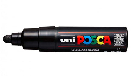 Uni-Ball POSCA PC-7M Acrylmarker – Rundspitze 4,5–5,5 mm – Schwarz – für Glas, Kunststoff und Holz