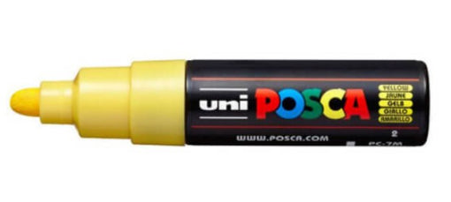 Uni-Ball POSCA PC-7M Acrylmarker – Rundspitze 4,5–5,5 mm – Gelb – für Glas, Kunststoff und Stoff