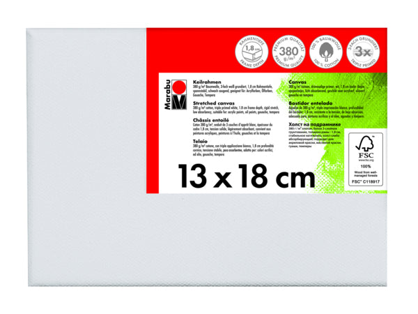 Marabu Keilrahmen – 13 × 18 cm – 380 g/m² – Profil 18 mm – Baumwolle