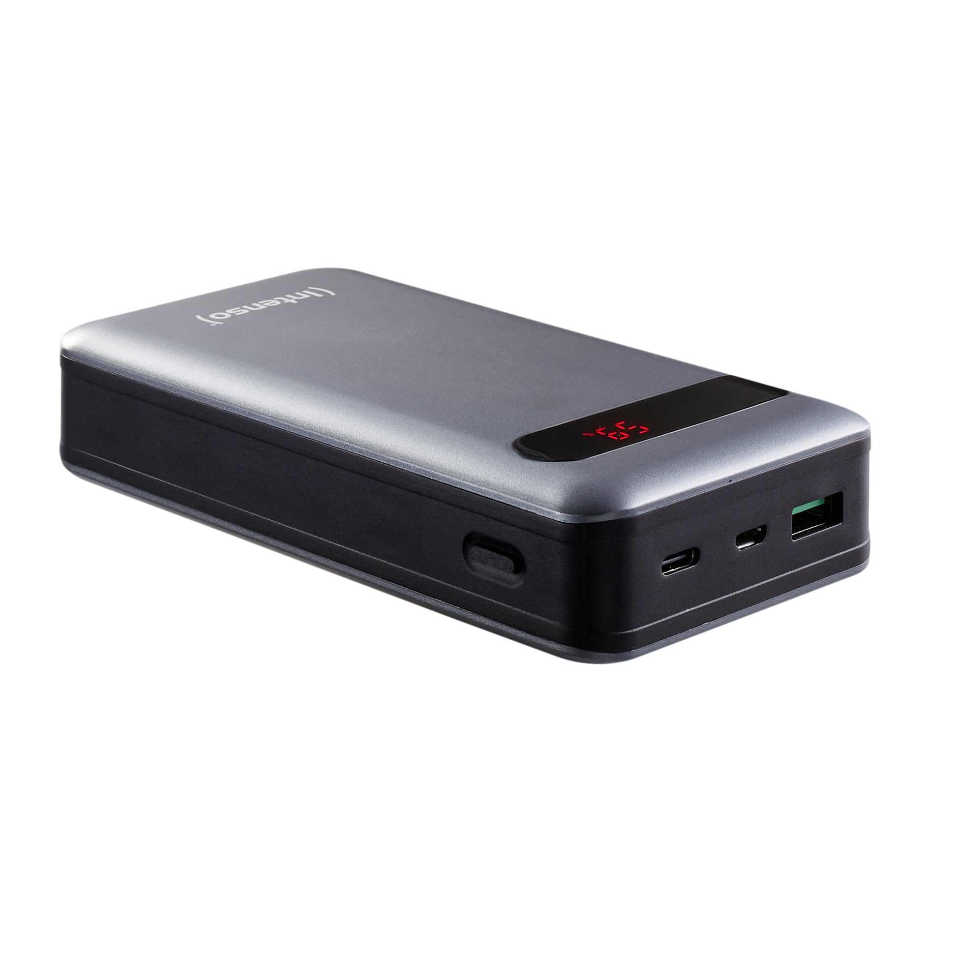 Intenso Powerbank 20000 mAh, PD, 1× USB-C, 1× USB-A, mit LCD-Display, für Smartphones, Tablets, Anthrazit