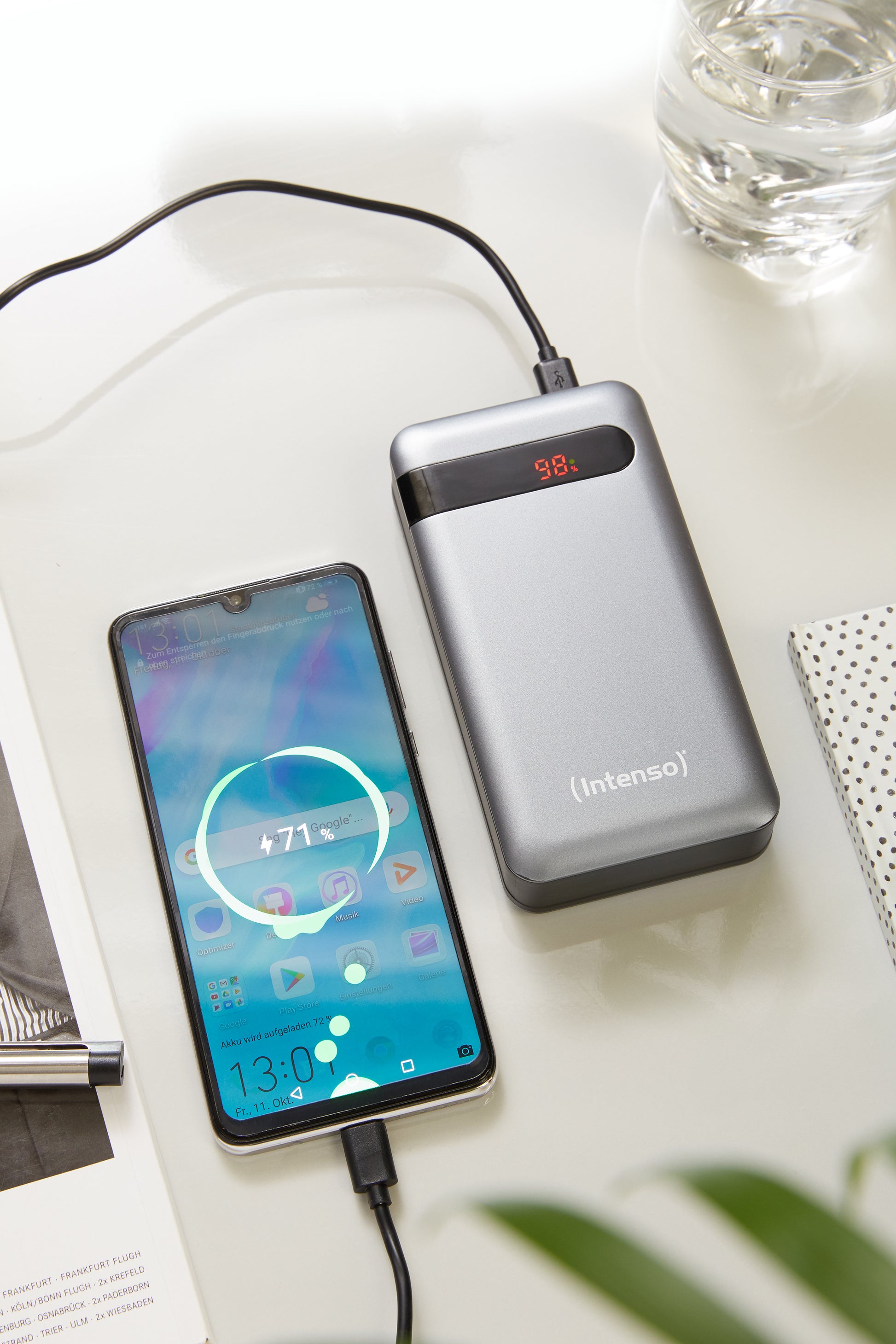 Intenso Powerbank 20000 mAh, PD, 1× USB-C, 1× USB-A, mit LCD-Display, für Smartphones, Tablets, Anthrazit