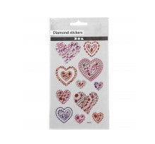 Creativ Company Strasssteine-Sticker – 15 × 16,5 cm, Herz, Mehrfarbig – 1 Bogen
