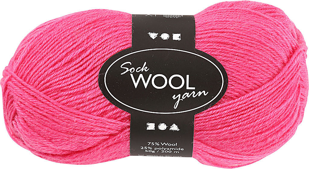 Creativ Company 41323 Wolle Pink – 50 g, 200 m, Nylon, Nadel 2 mm, 1 Stk.