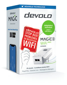 Devolo Magic 2 Wi‑Fi next – Powerline Adapter – 2400 Mbit/s, Wi‑Fi 5 (802.11ac), 2× 1G RJ‑45