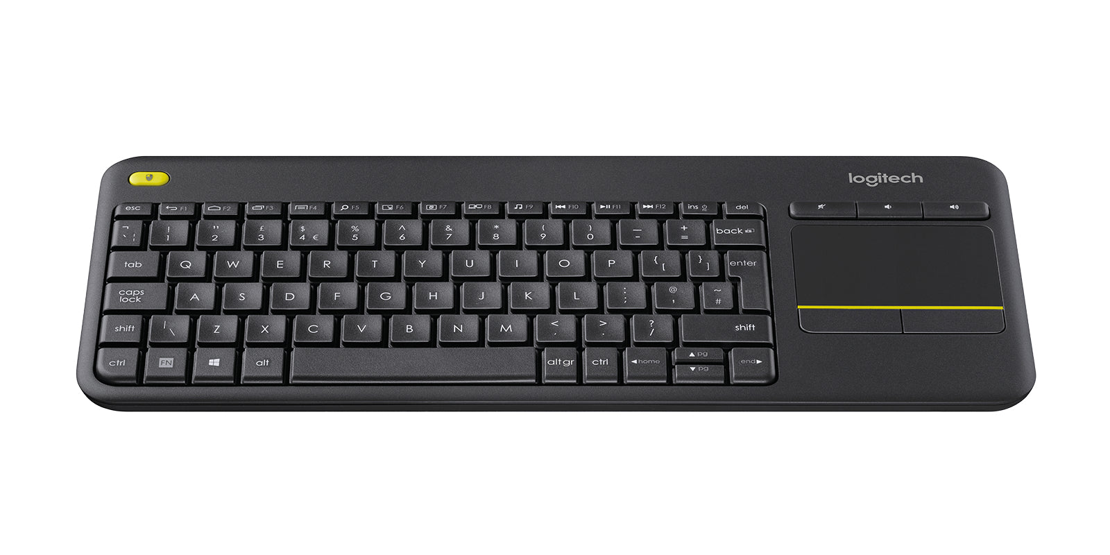 Logitech K400 Plus – Mini Tastatur – 2,4 GHz USB-A (Empfänger) – mit Touchpad – QWERTY (ES) – Schwarz