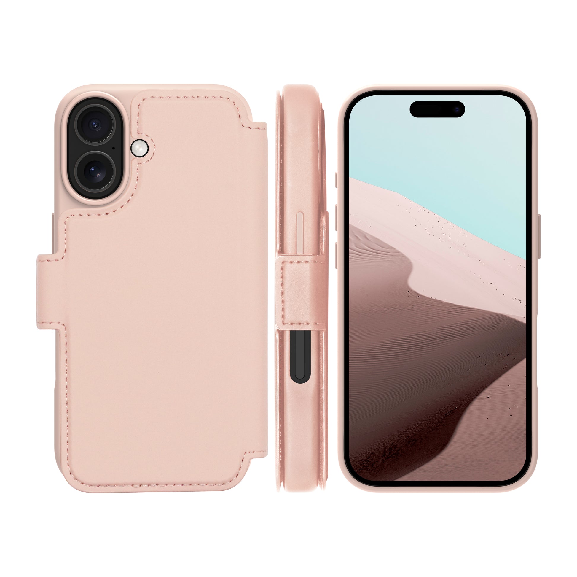 dbramante1928 Lynge MS ICON Wallethülle – für Apple iPhone 17, 3 Kartenfächer, Kunststoff, Pink Sand