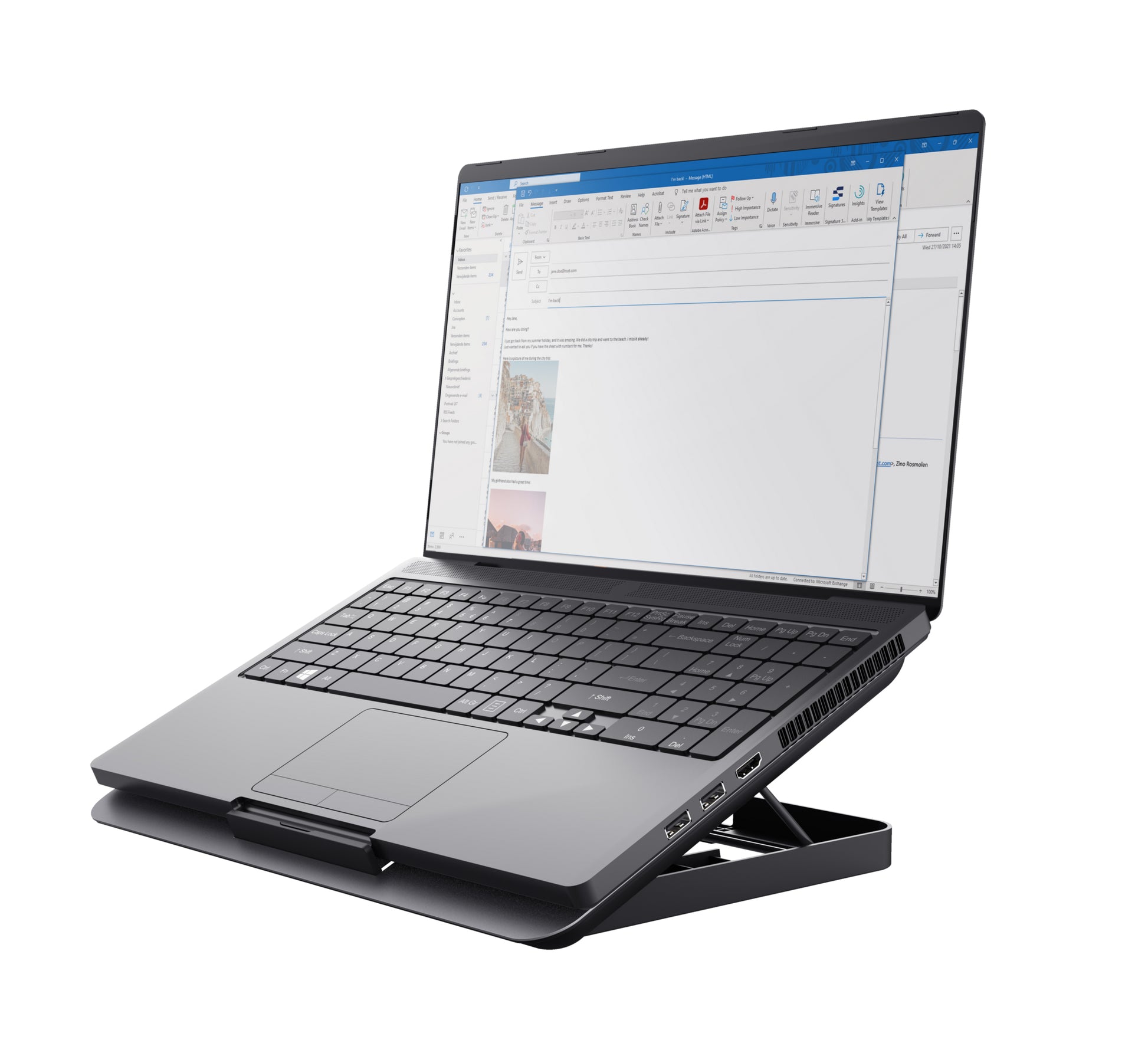 Trust Laptop-Ständer – für Notebooks bis 16" – höhenverstellbar, 1 Lüfter (180 mm, 35 dB) – Grau