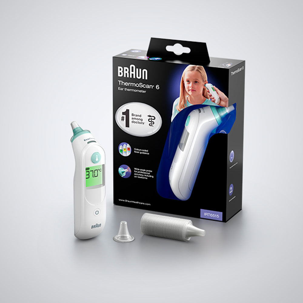 Braun Digitales Fieberthermometer (Ohr) – Kunststoff, mehrfarbig, BPA-frei, Speicherfunktion