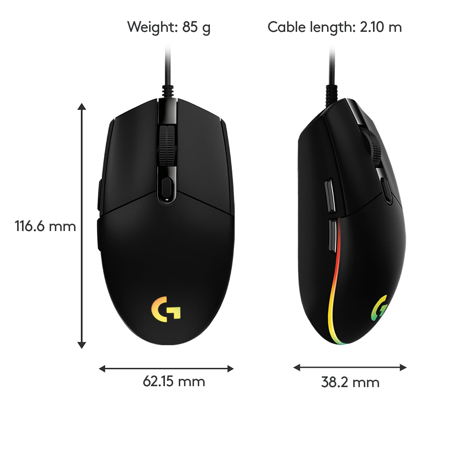 Logitech G G203 – Gaming-Maus – Kabelgebunden (USB‑A), 8000 DPI, RGB-Beleuchtung, Schwarz