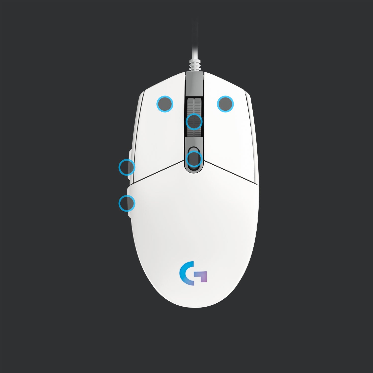 Logitech G G203 LIGHTSYNC – Gaming-Maus – Kabelgebunden (USB‑A), 8000 DPI, RGB-Beleuchtung, Weiss